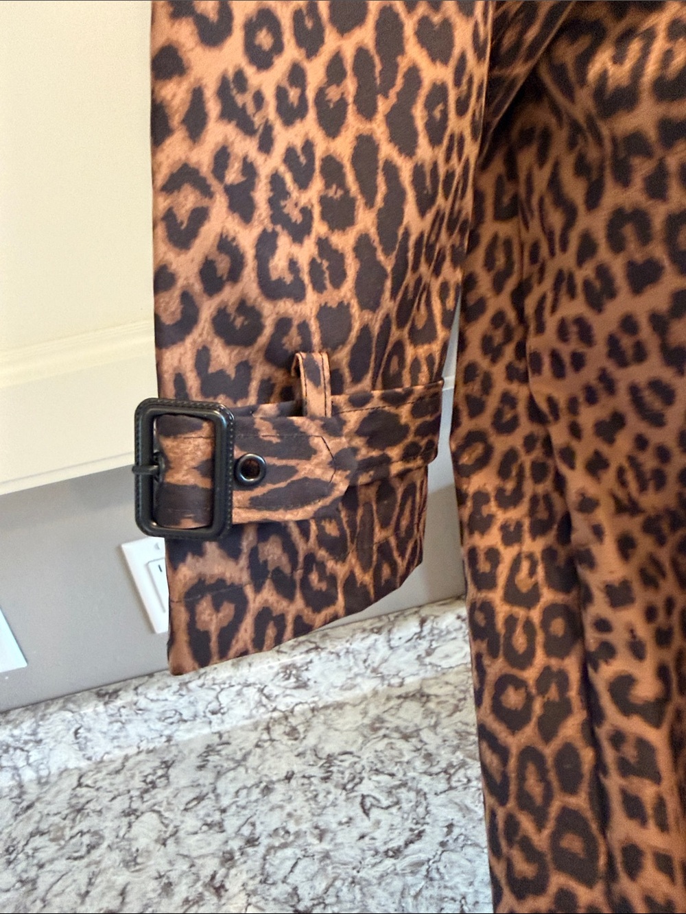 Rebecca Minkoff Leopard Print Trench Coat - Brown and Black - Picture 7 of 15